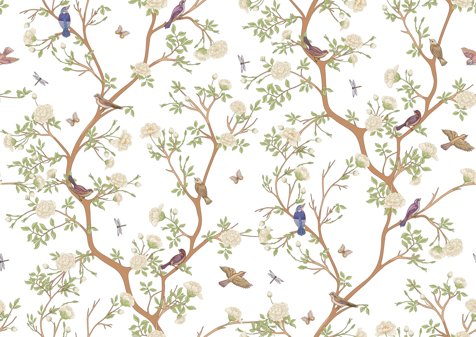 Japanese Wallpaper Birds in Sweet Harmony 