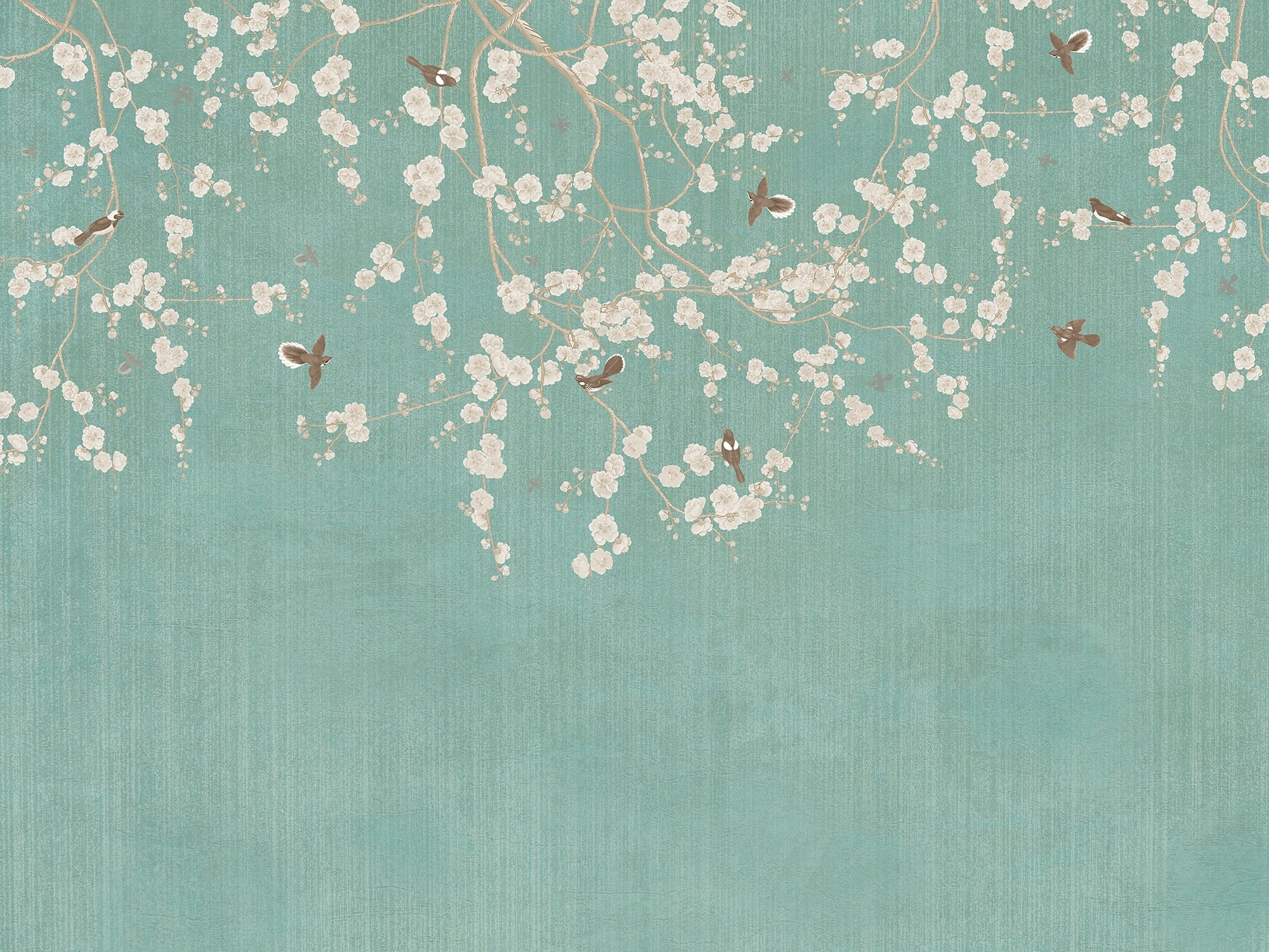 Japanese Vintage Flowers Panoramic Wallpaper