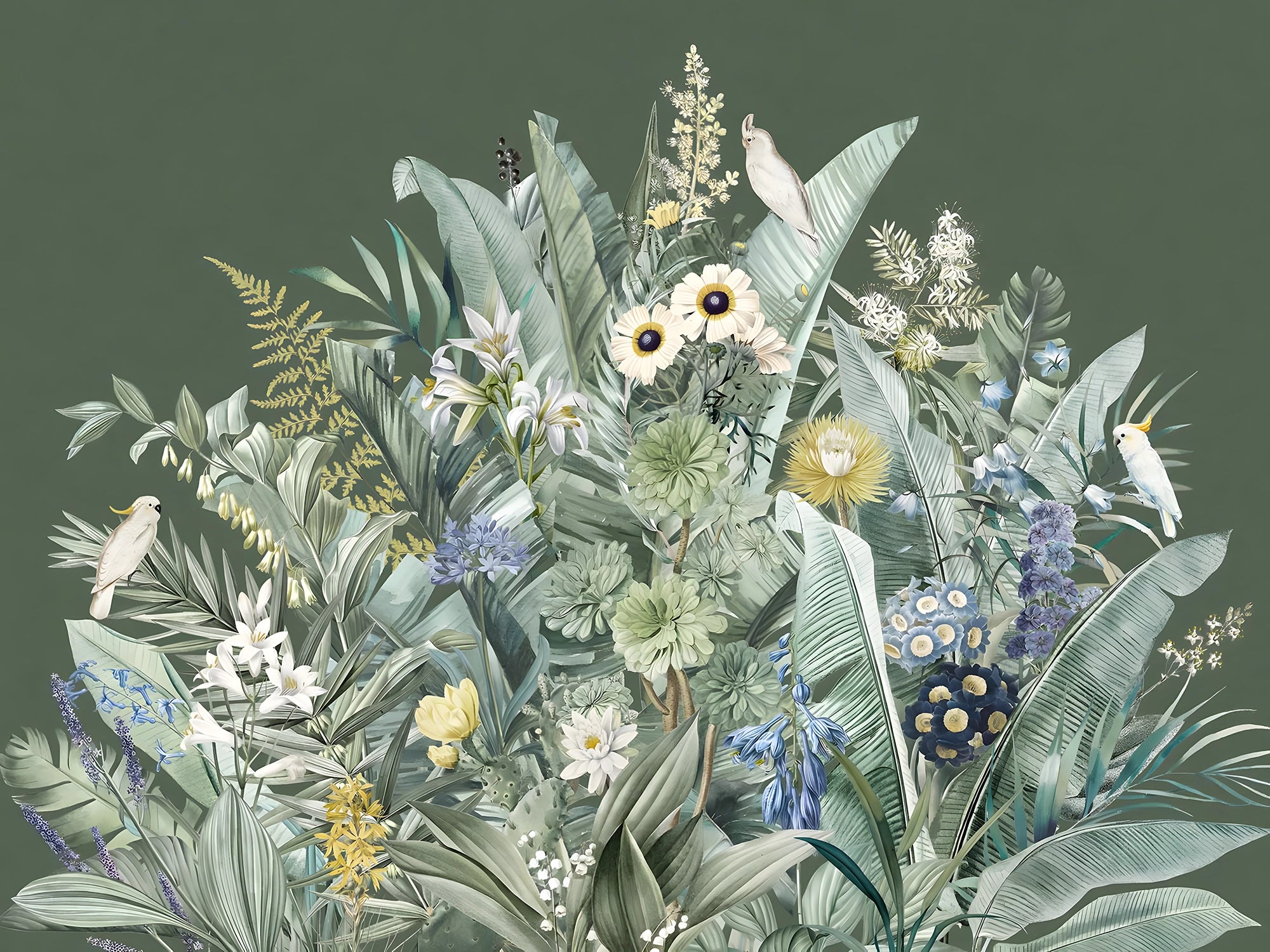 Panoramic wallpaper bouquet of plants