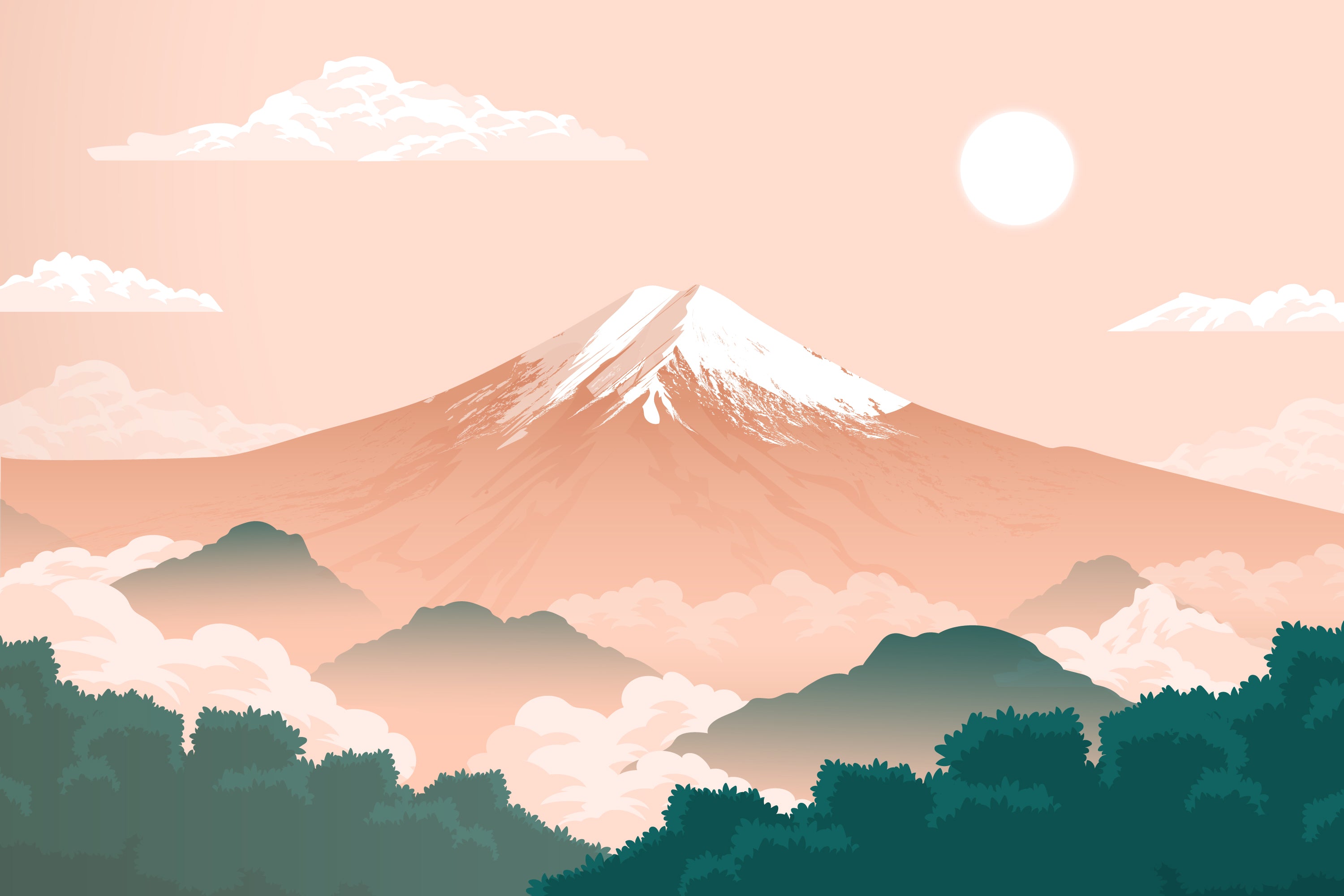 Japanese Mountain Inspired Wallpaper