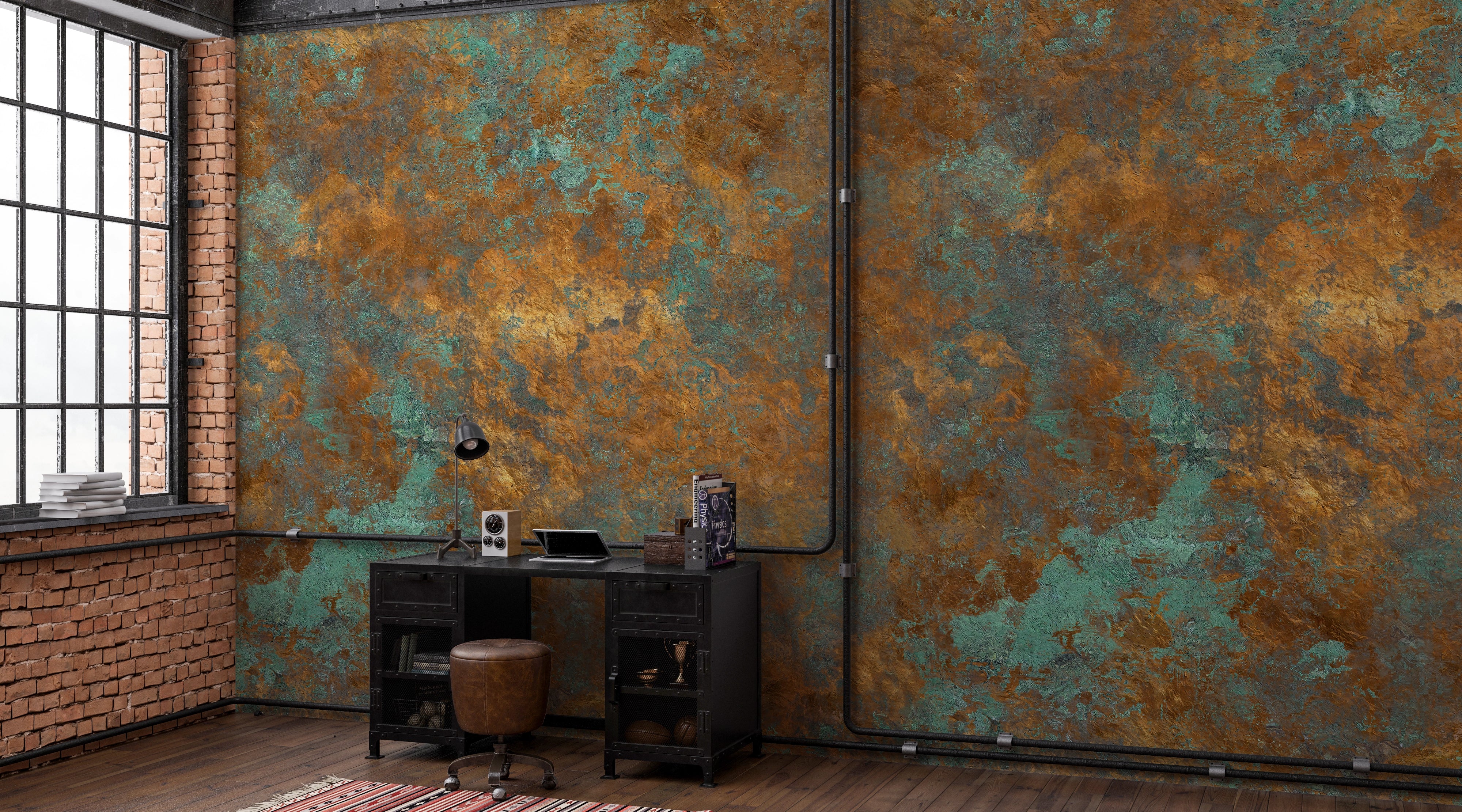 Oxidized metal imitation wallpaper