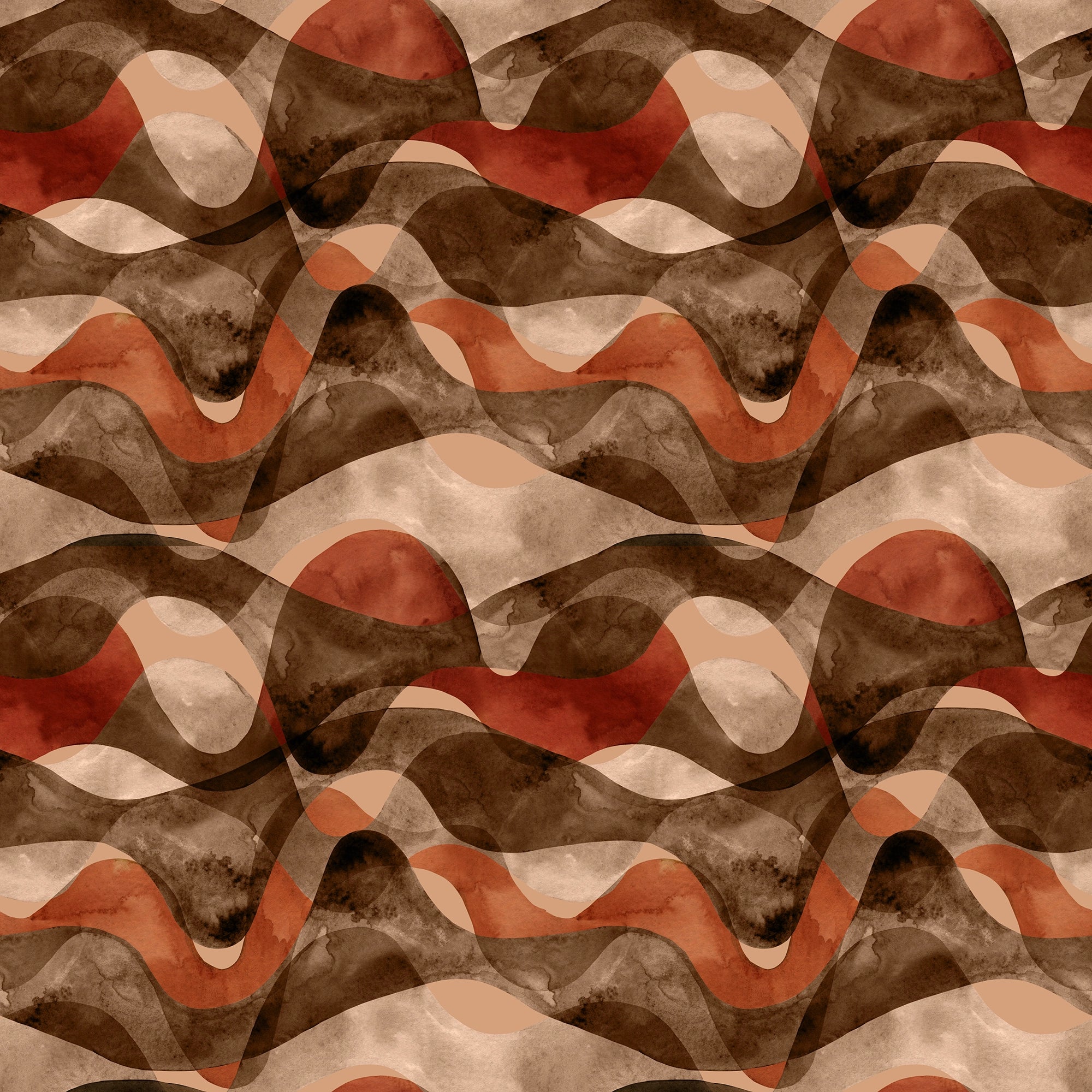 Trendy abstract wave terracotta wallpaper