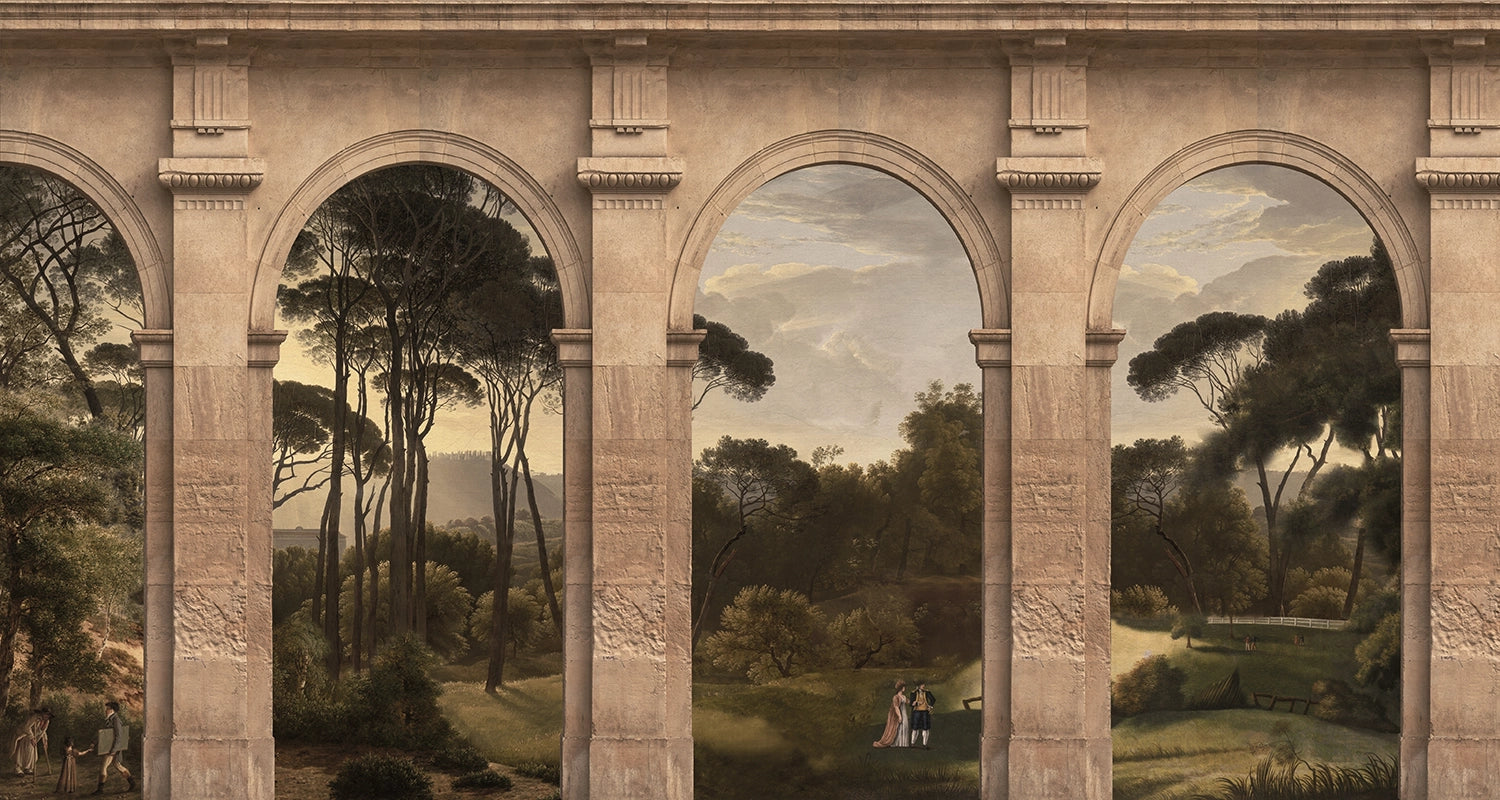 Paesaggio Italian landscape trompe l'oeil wallpaper