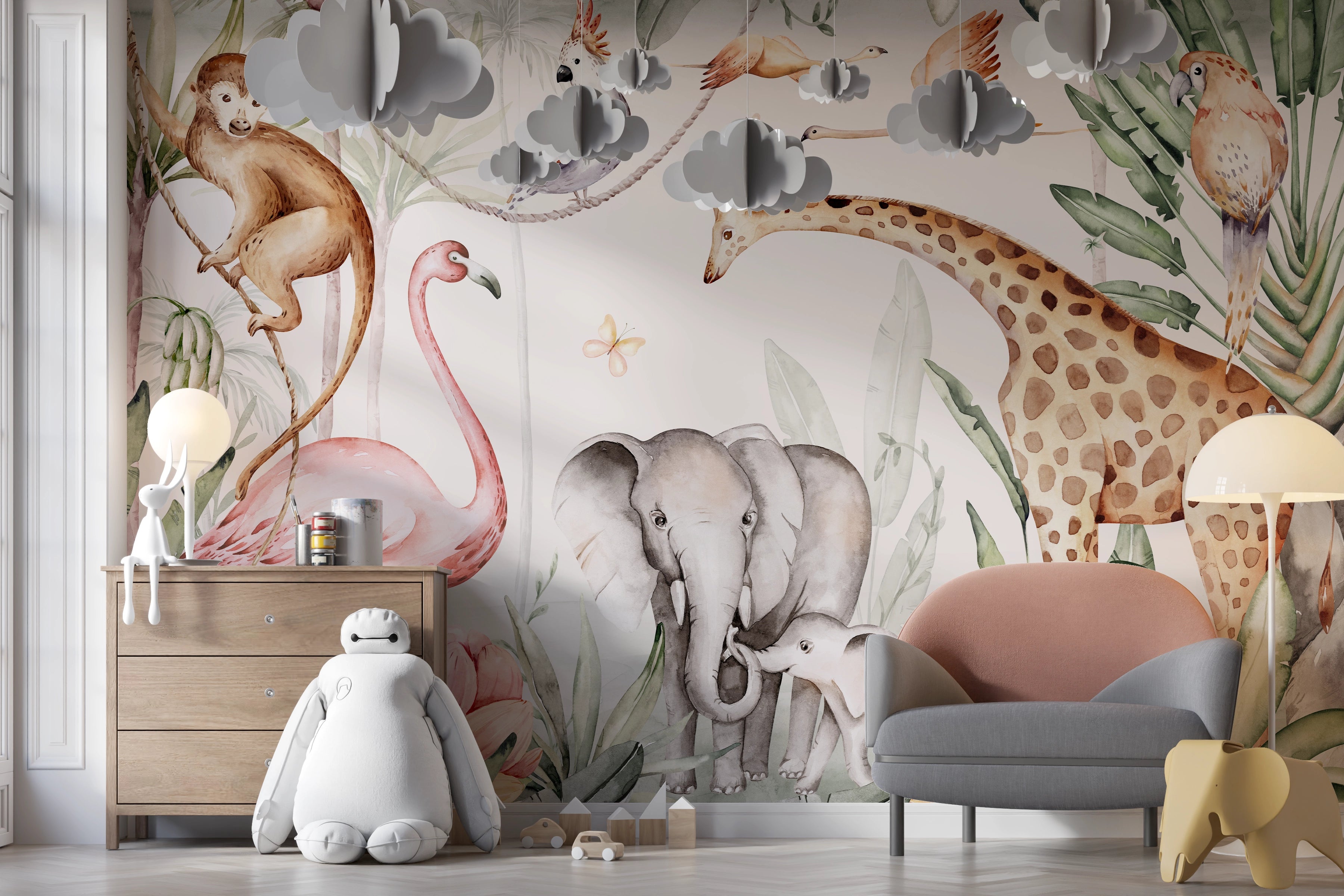 Elephant and Tropical Fauna in Harmony