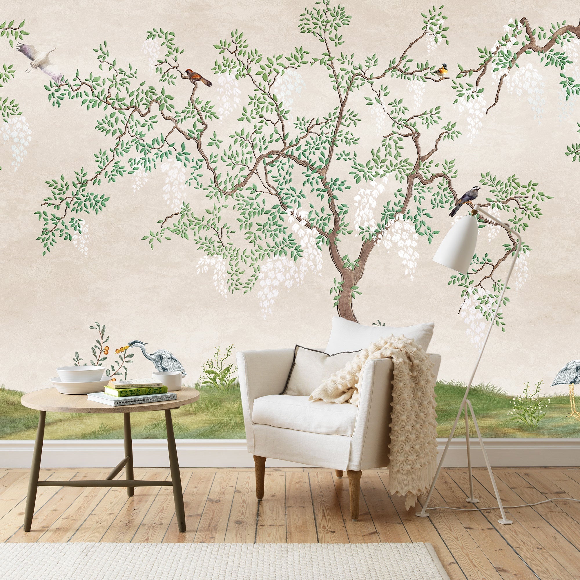 Papier peint panoramique arbre fleuri livraison offerte - Kam & Leon