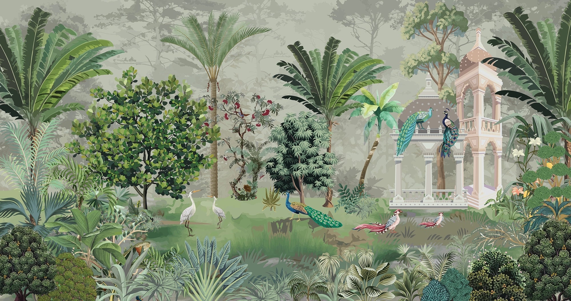 Jungle Temple Panoramic Mural