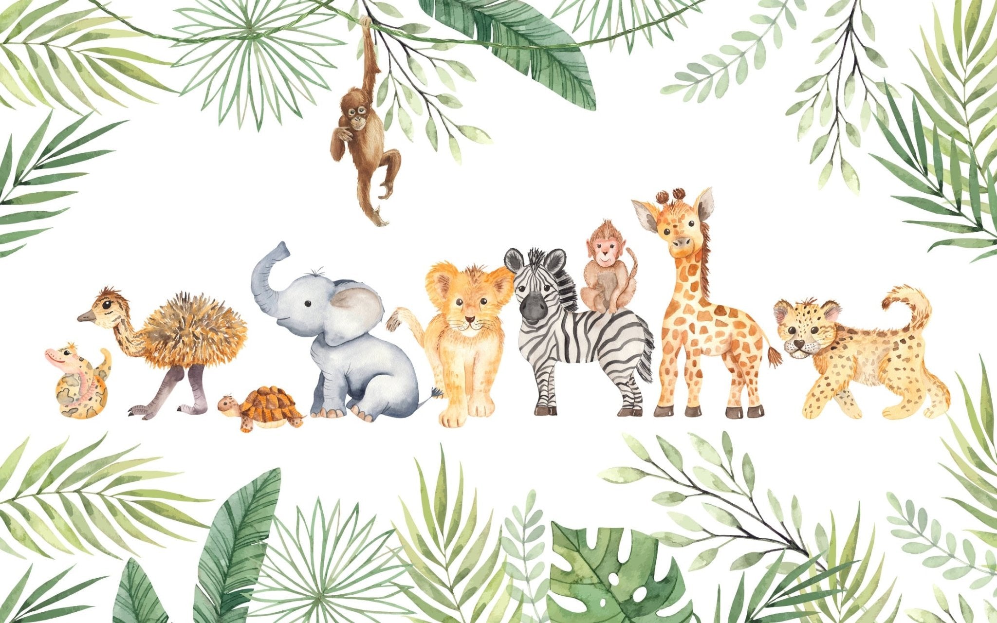 Papier peint animaux de la jungle chambre enfant livraison offerte - Kam & Leon