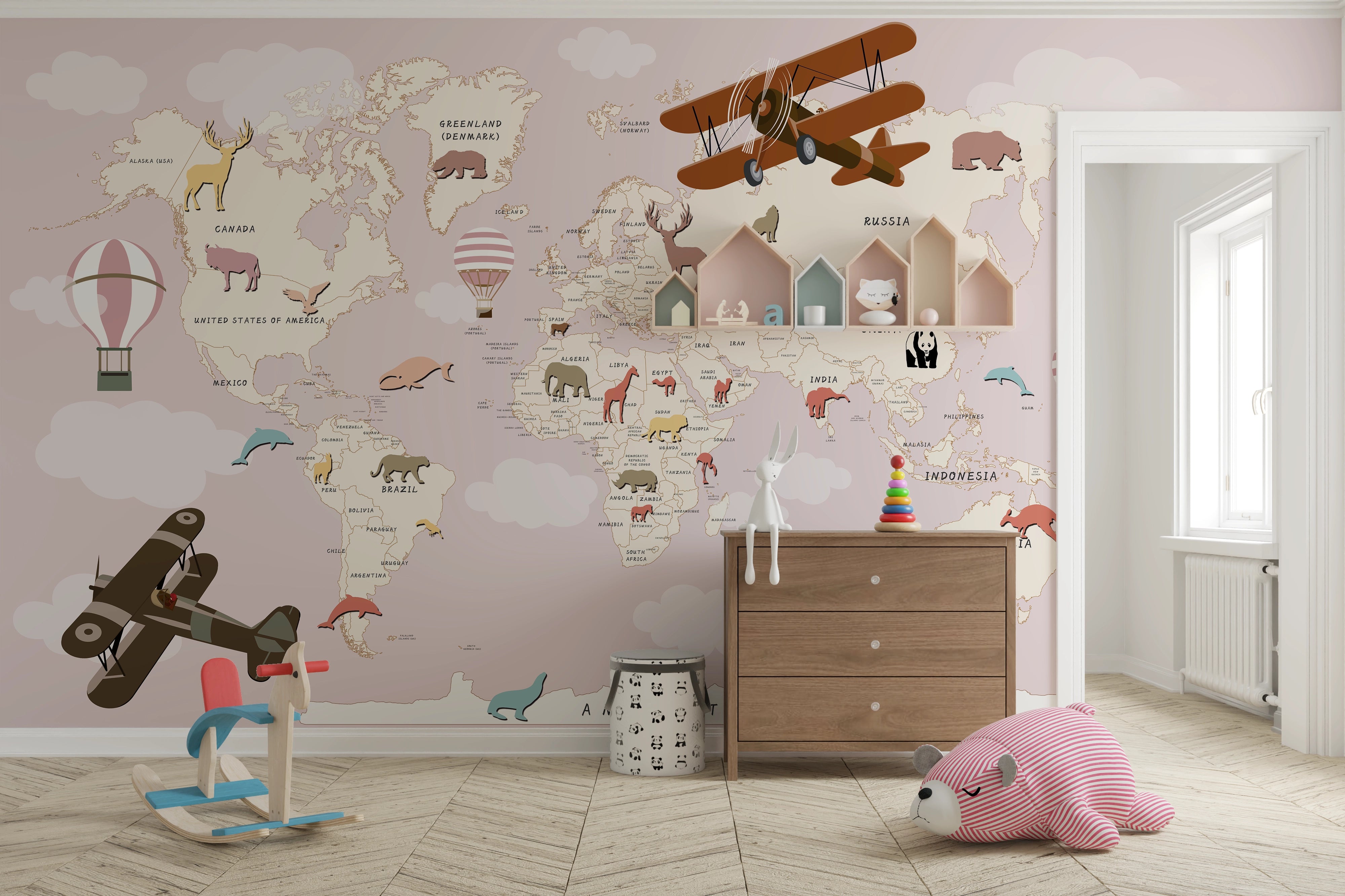 Pink world map wallpaper