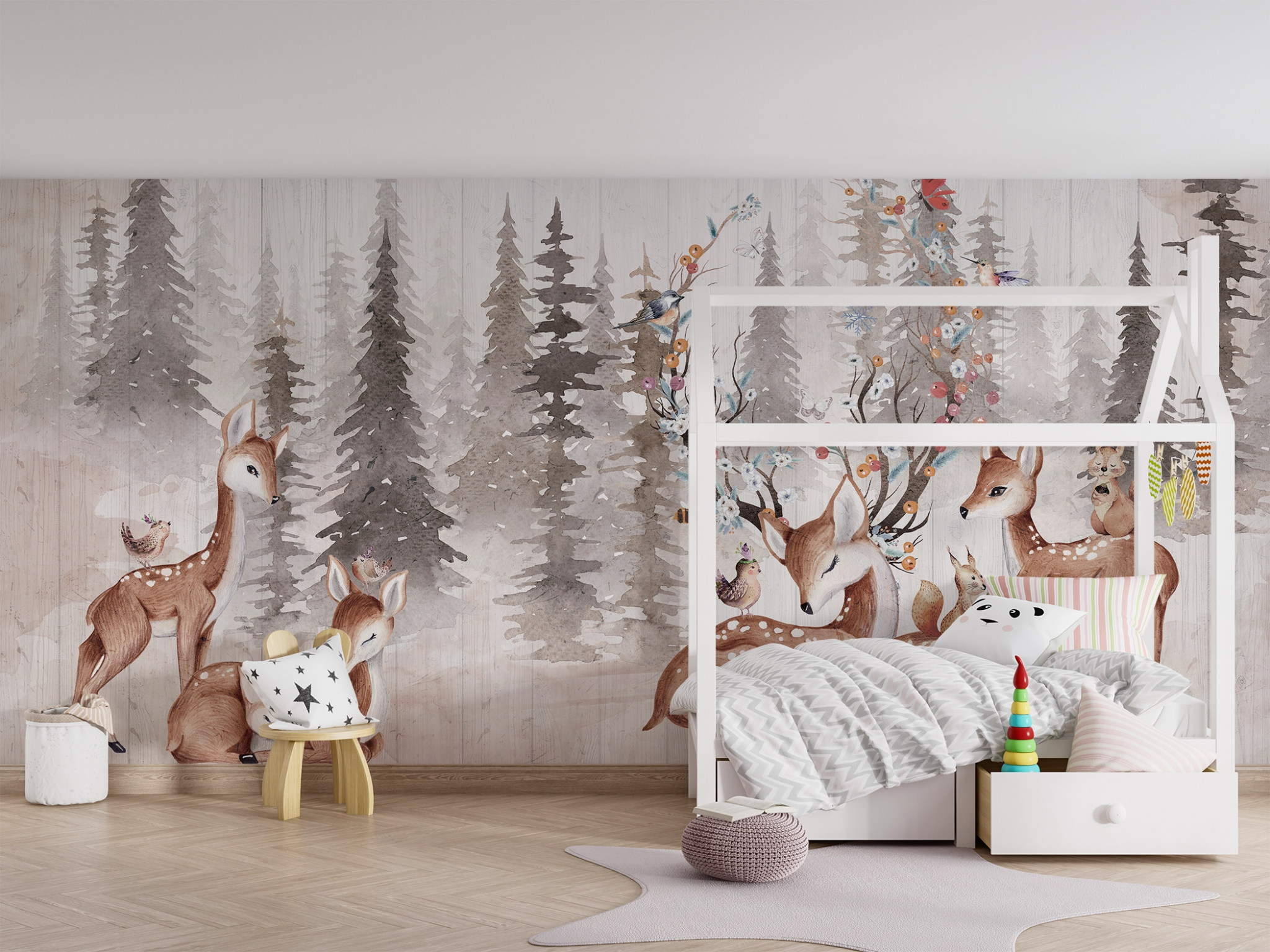 Papier peint Chambre enfant Biches - Kam & Leon