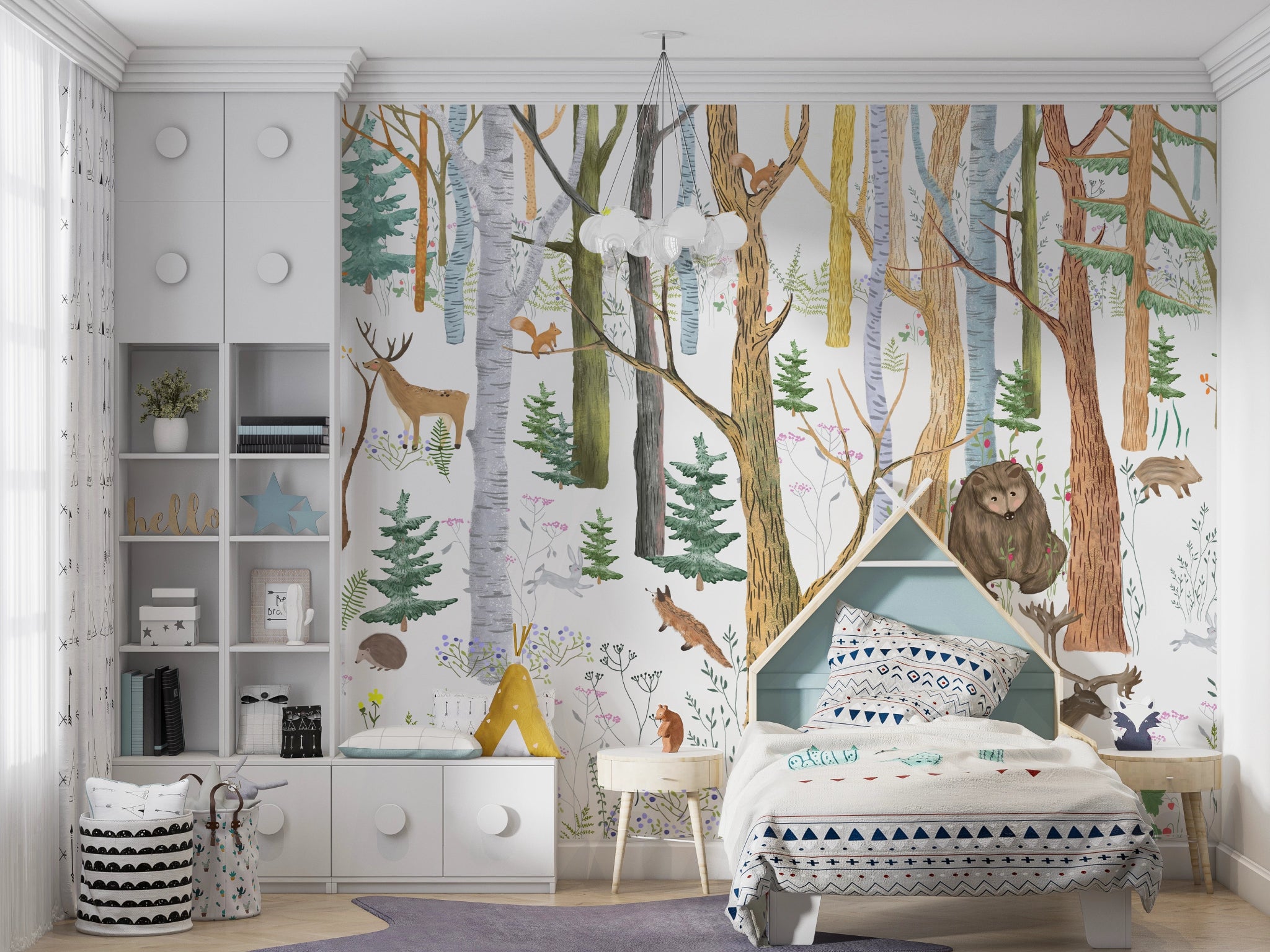 Papier peint forêt chambre enfant - Kam et Léon