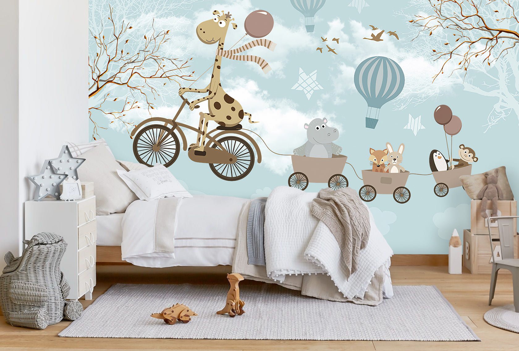 Papier peint girafe & Cie chambre enfant - Kam & Leon