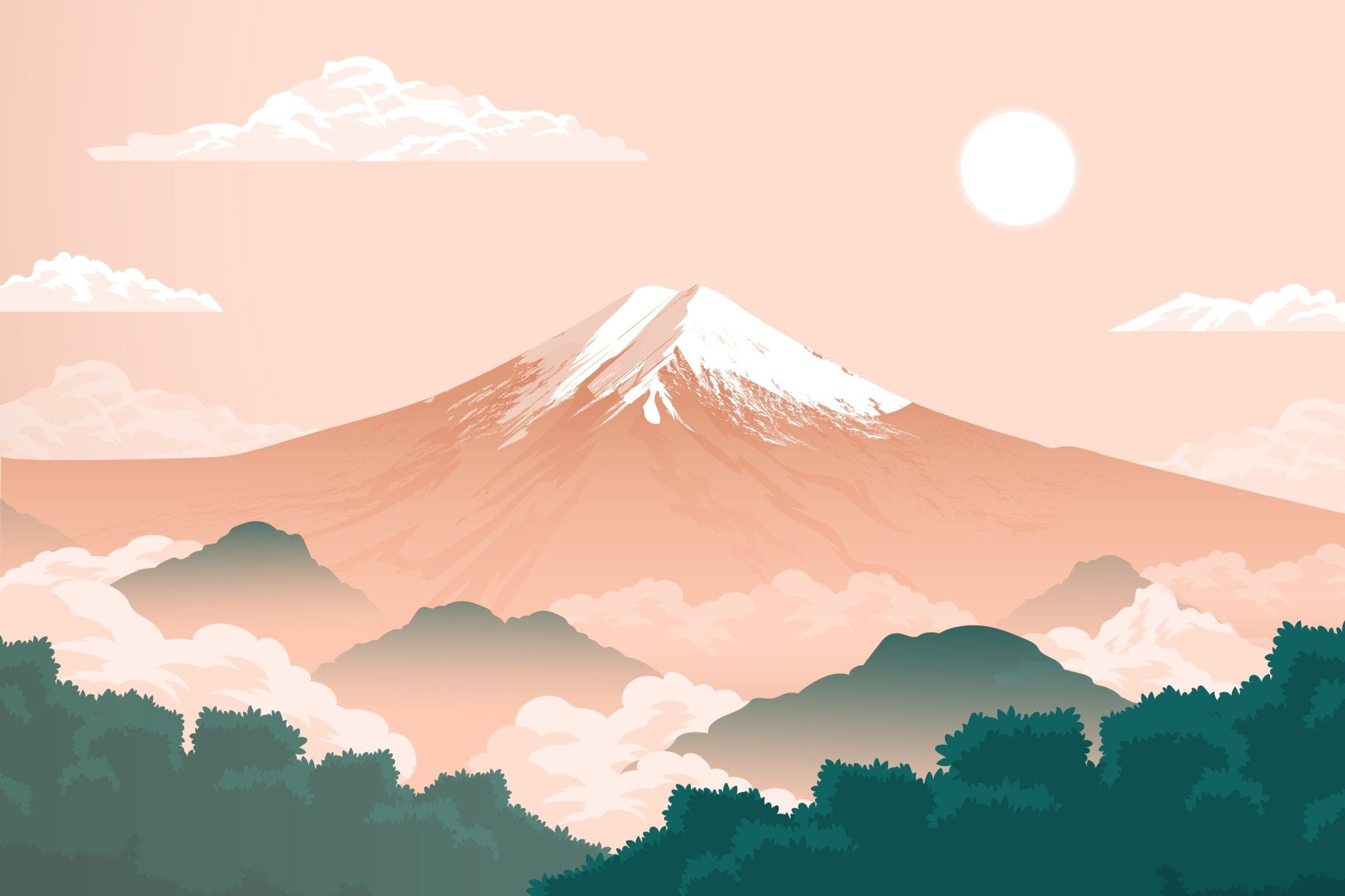 Papier Peint Inspiré des Montagnes Japonaises - Kam et Léon