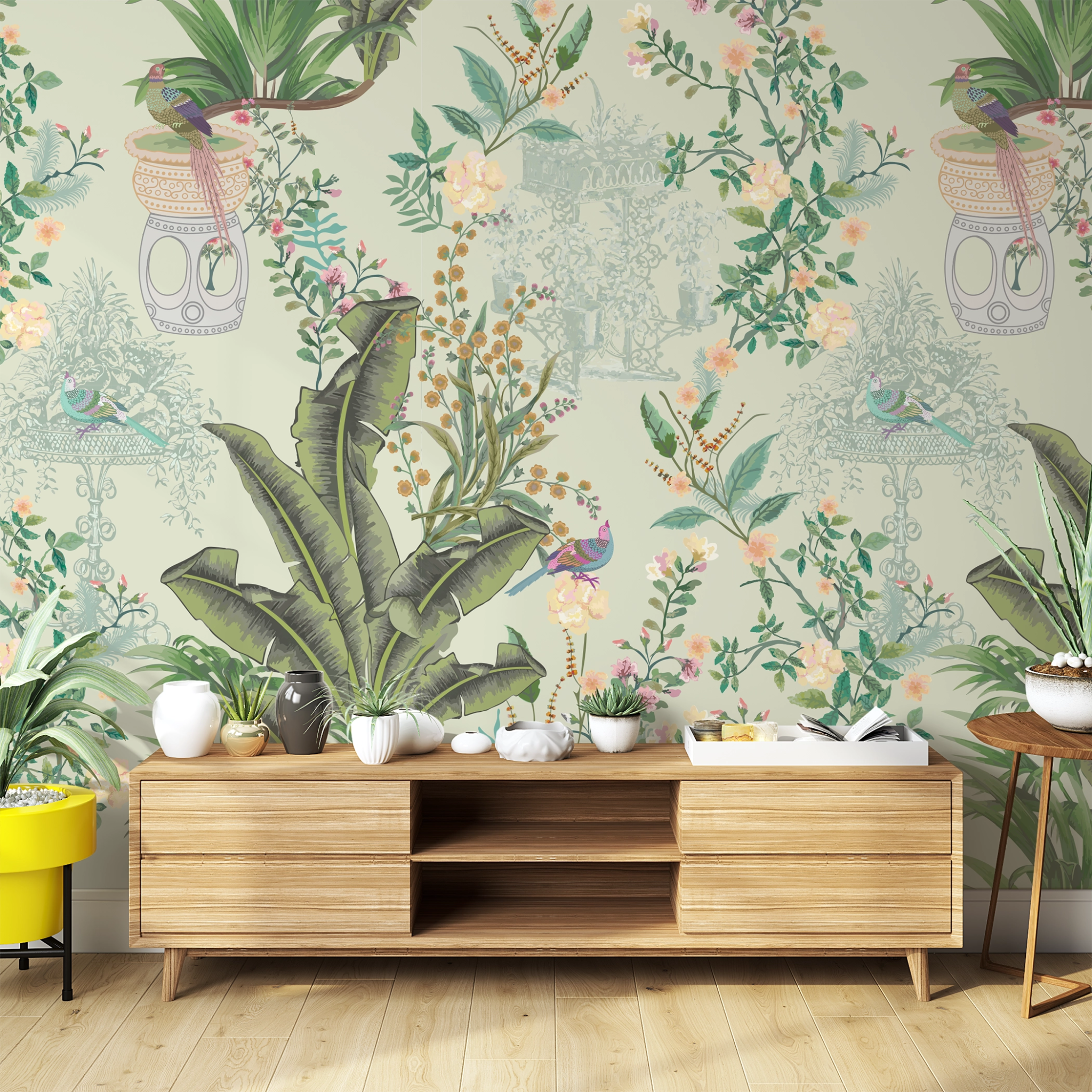 papier peint jardin fleuri - Kam & Leon