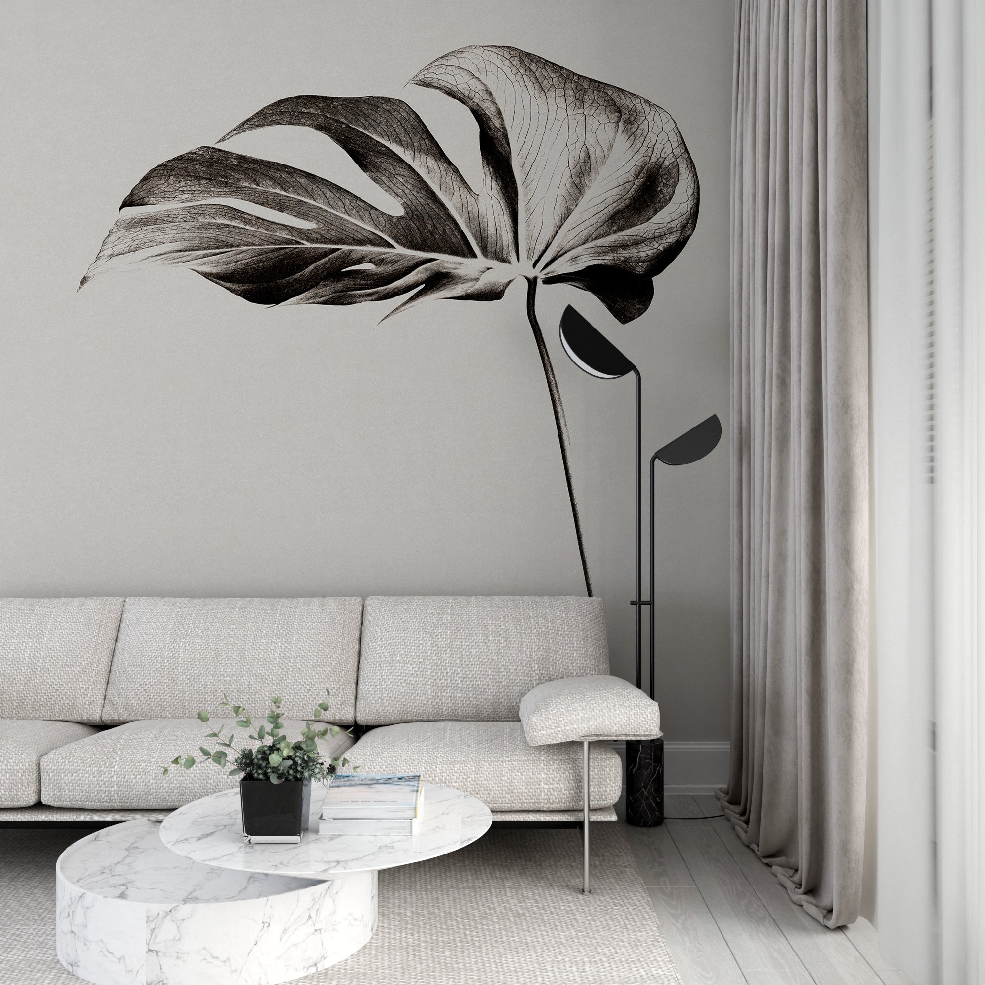 Papier Peint Minimaliste Monstera - Kam & Leon