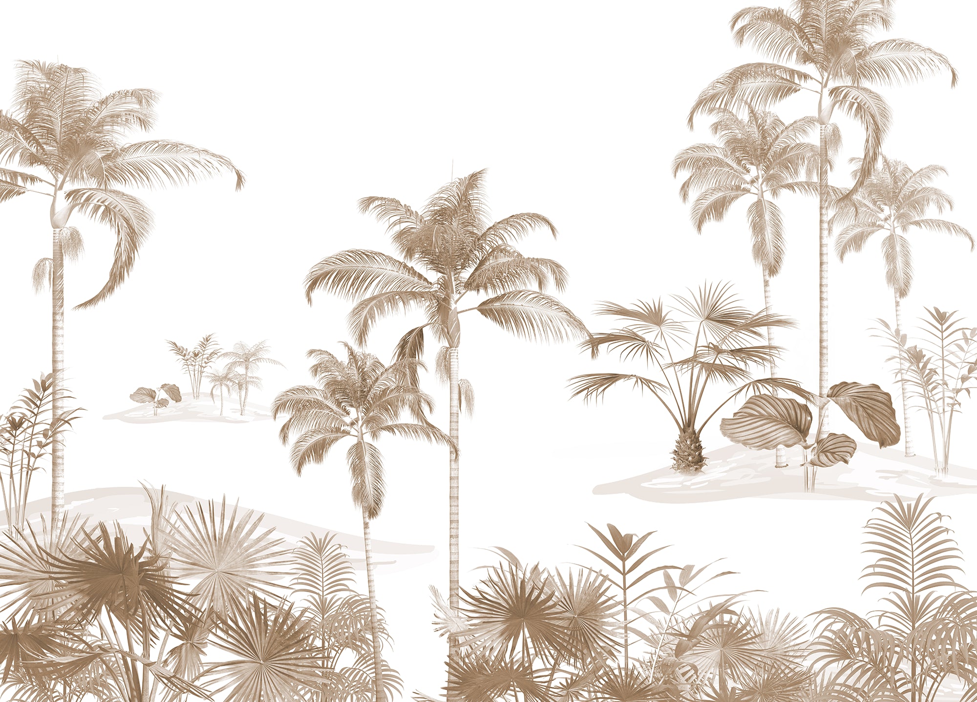 Monochrome Exotic Oasis Wallpaper