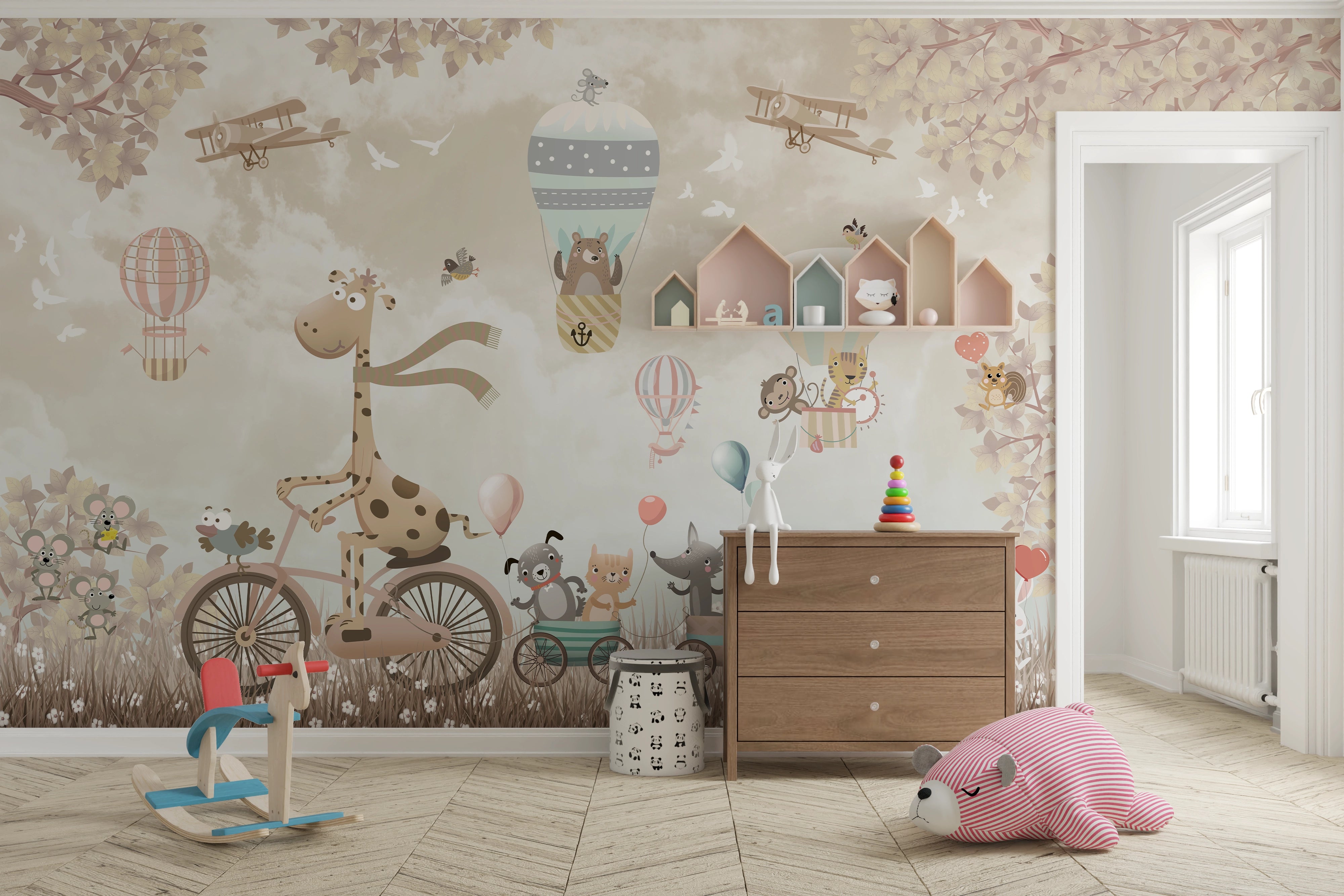 Panoramic wallpaper for children's room - Giraffe &amp; Co