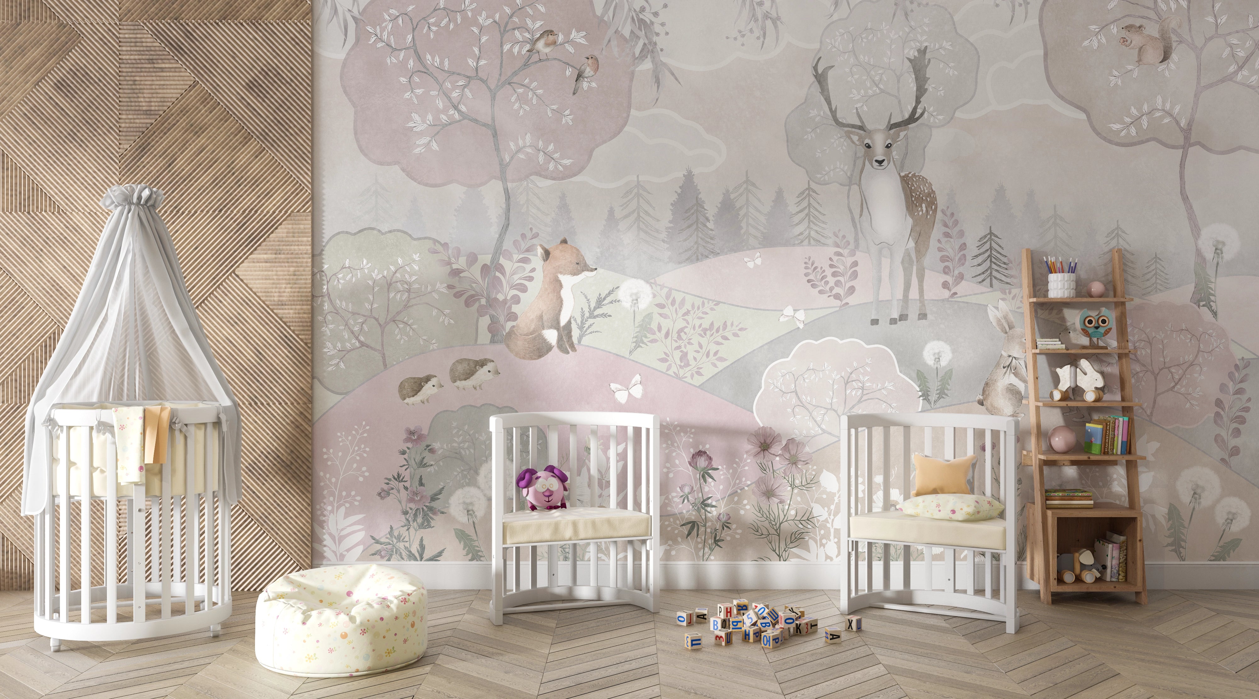 Panoramic Wallpaper for Children's Room Forest Animals