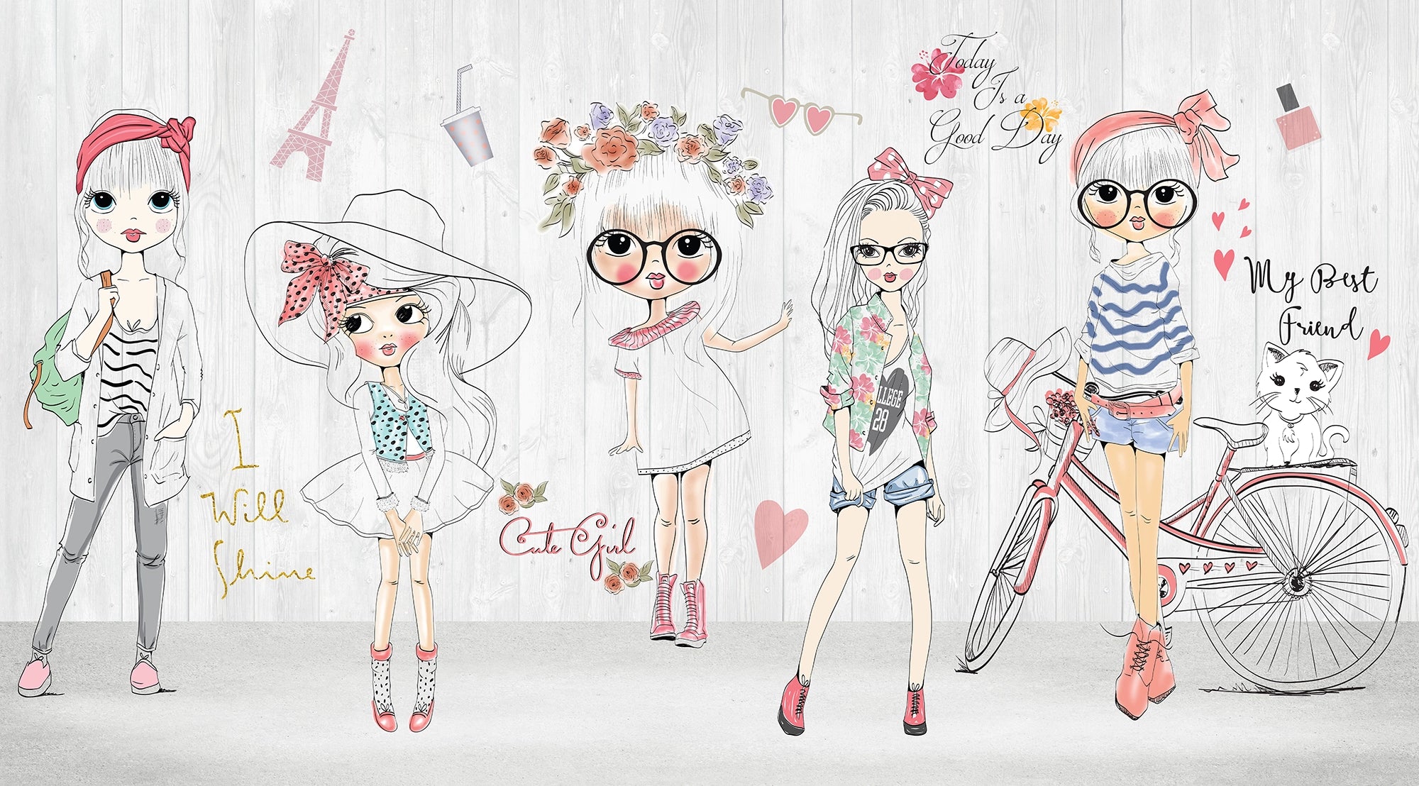 Fashion Girls Panoramic Wallpaper