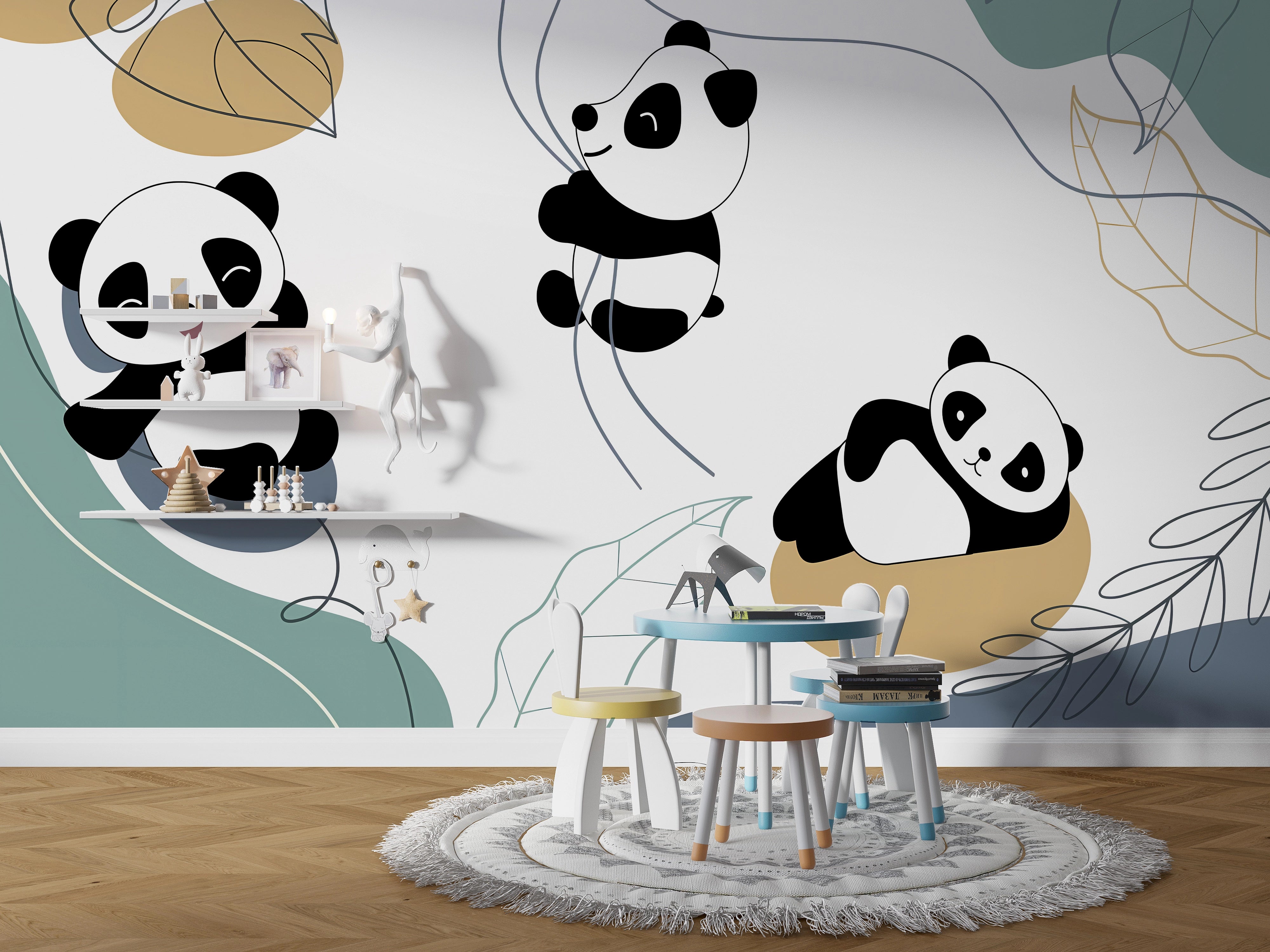 Panoramatapete süße kleine Pandas