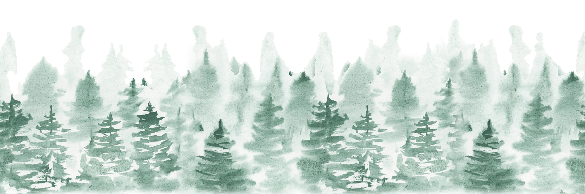 Panoramic wallpaper small fir trees