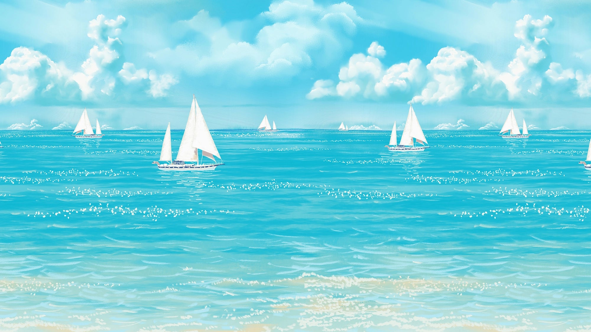 Panoramic Wallpaper Sailboats on the Water