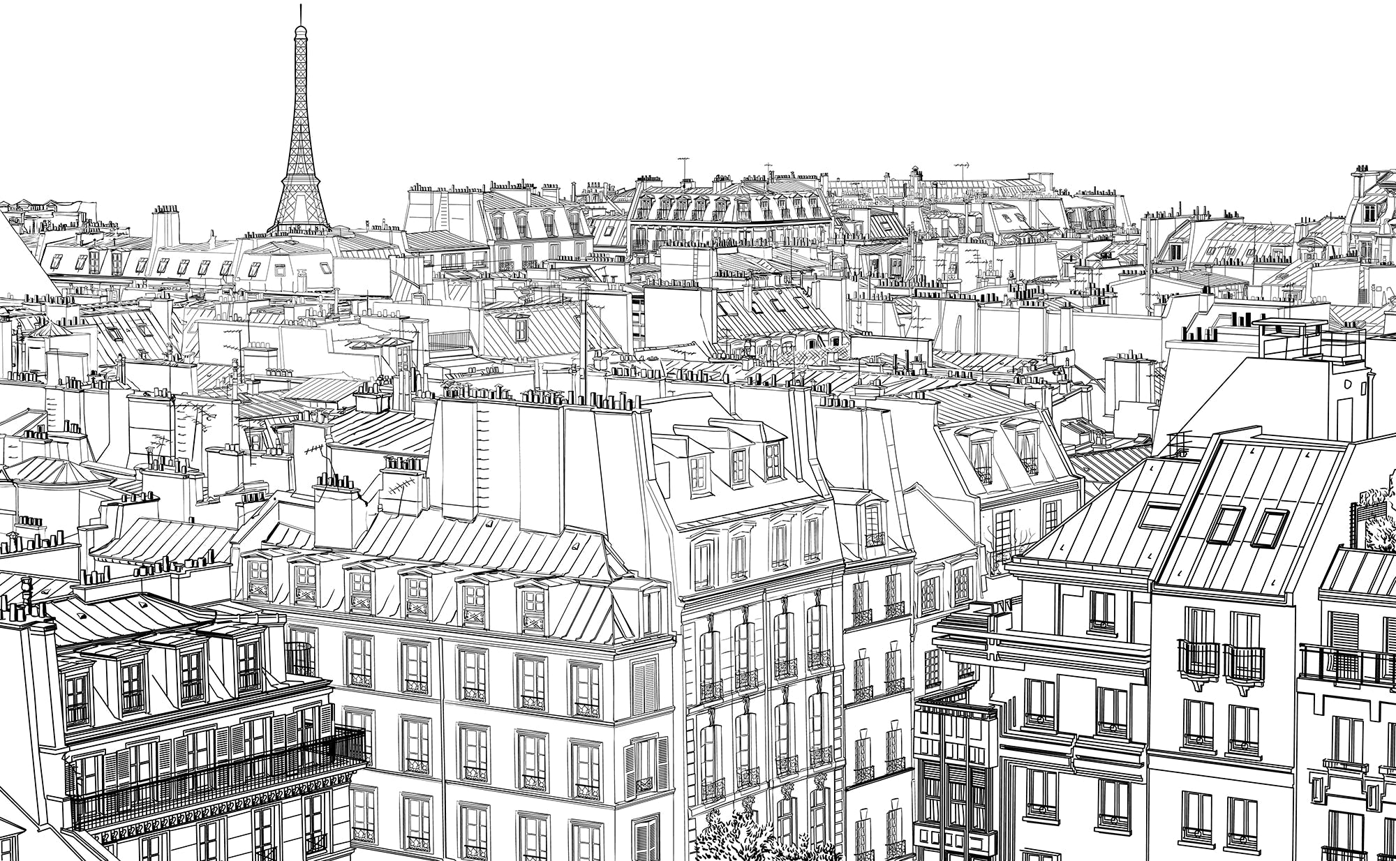 Papier Peint Panoramiue Vue sur Paris - Kam et Léon