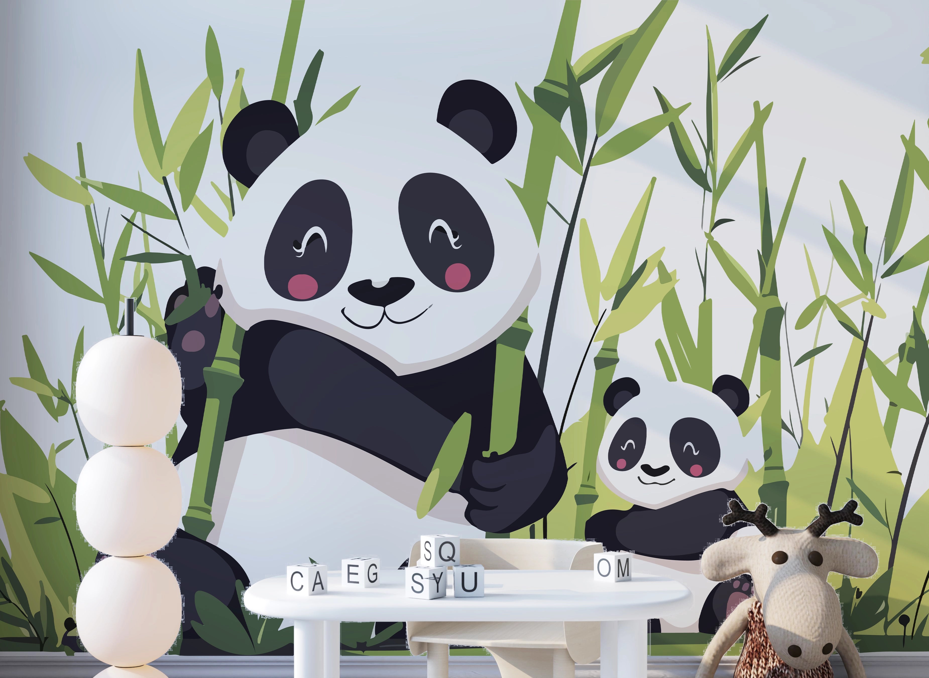 Kleine Pandas-Tapete für das Kinderzimmer