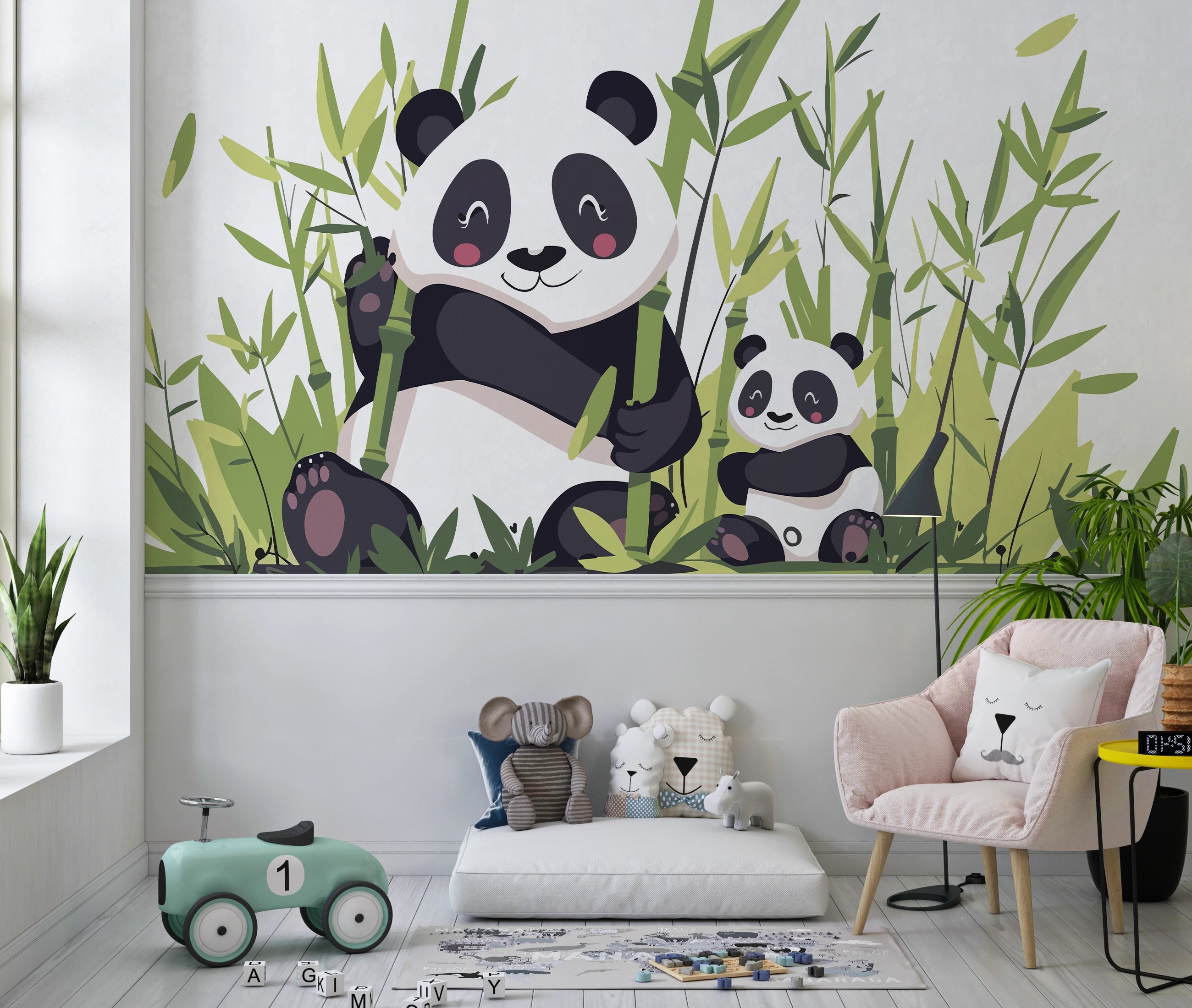 Kleine Pandas-Tapete für das Kinderzimmer