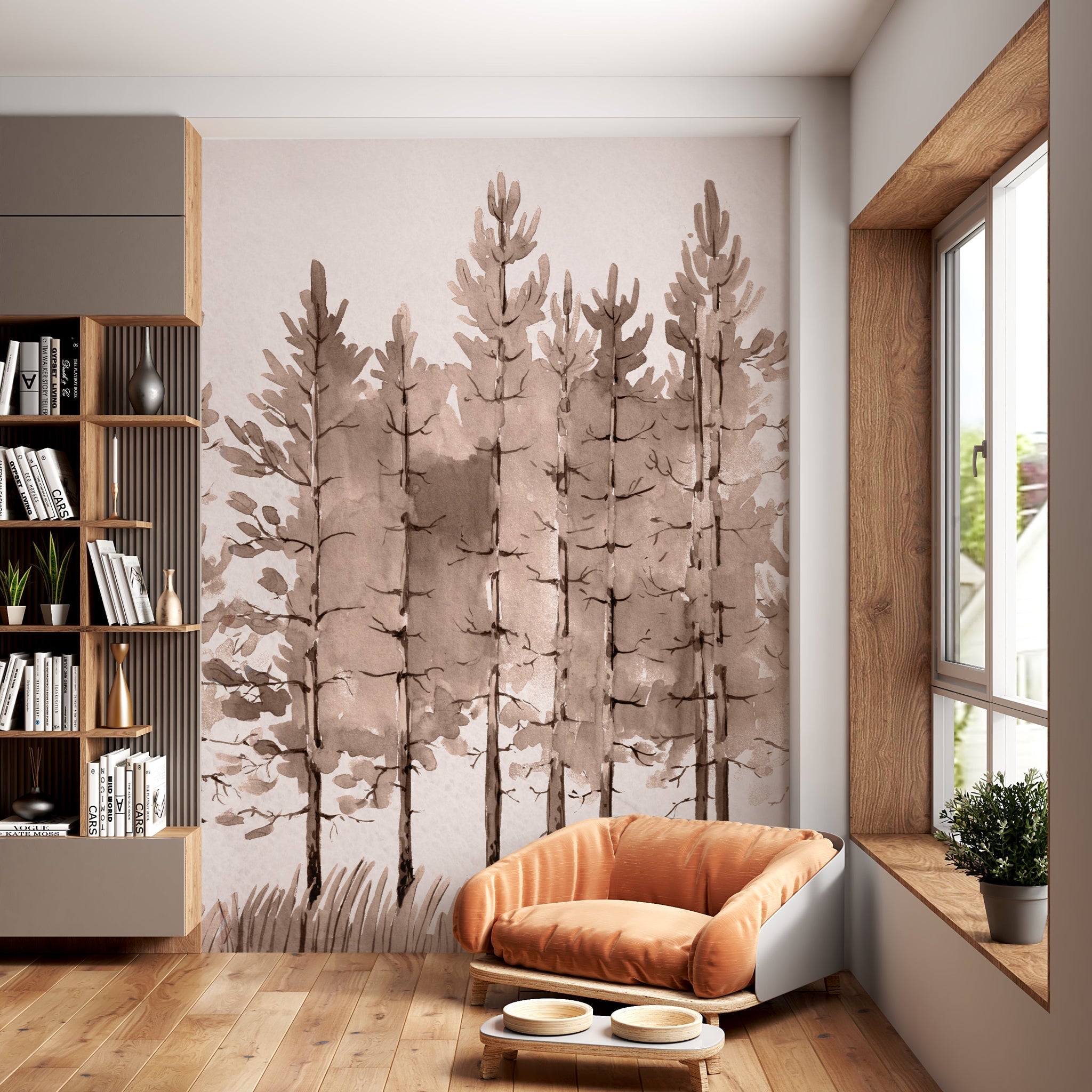 Papier Peint Scandinave Forêt de Sapin - Kam & Leon