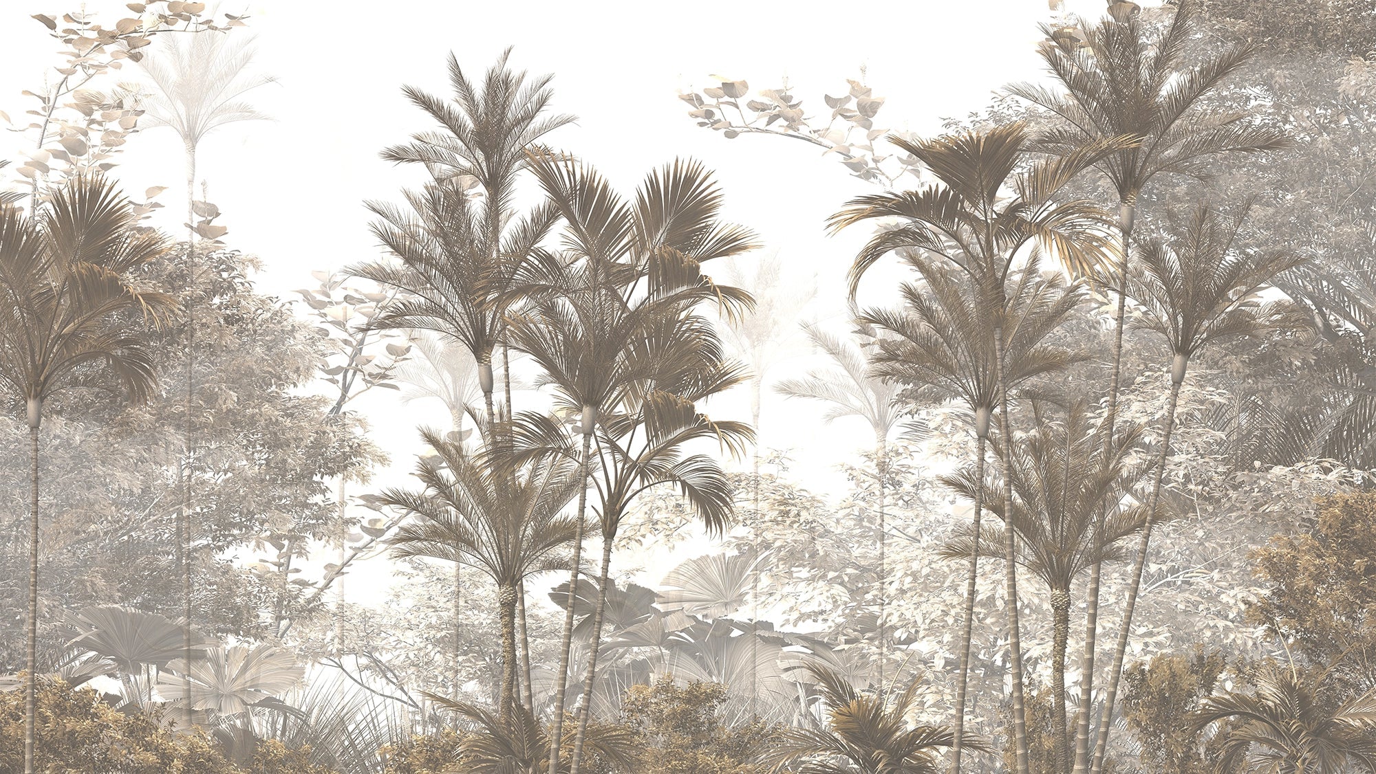 Papier peint sur mesure dessin forêt tropicale - Kam et Léon