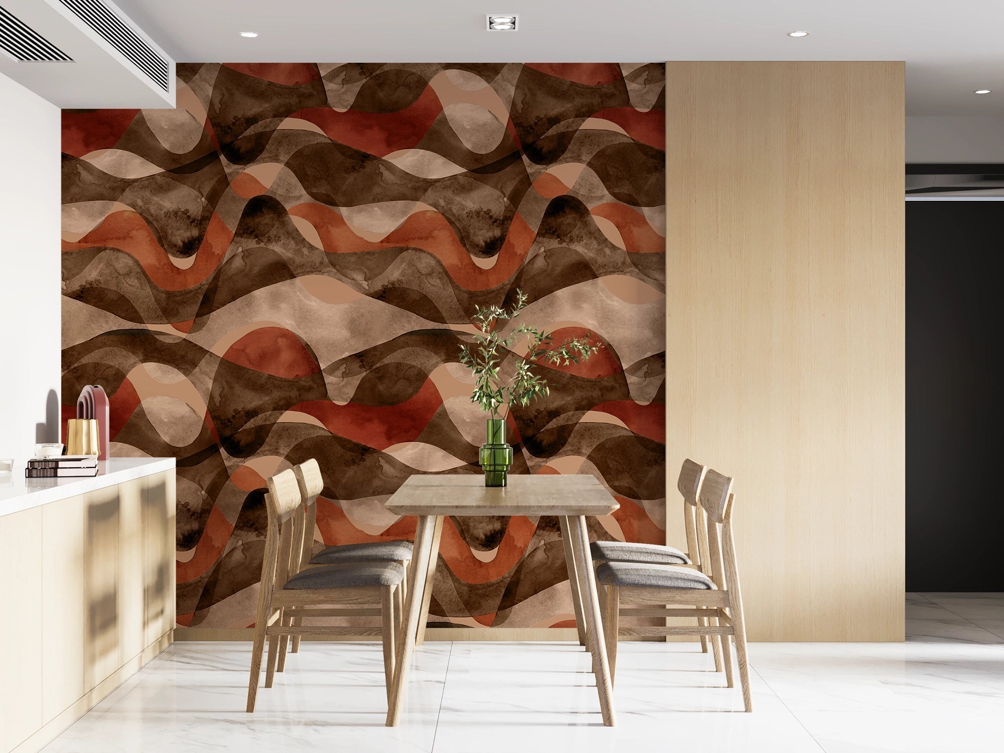 Papier peint tendance vague abstraite terracotta - Kam & Leon