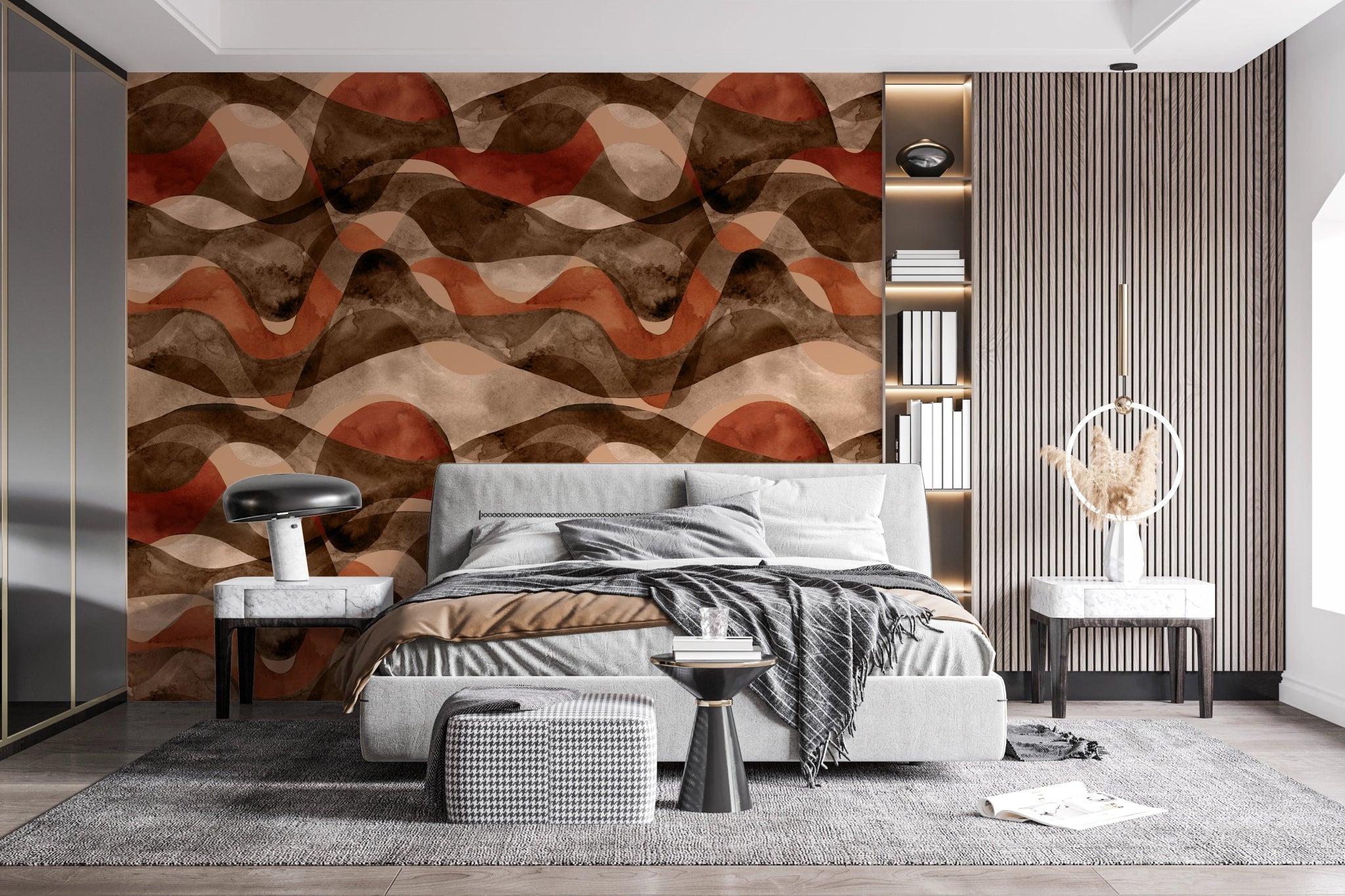 Papier peint tendance vague abstraite terracotta - Kam & Leon