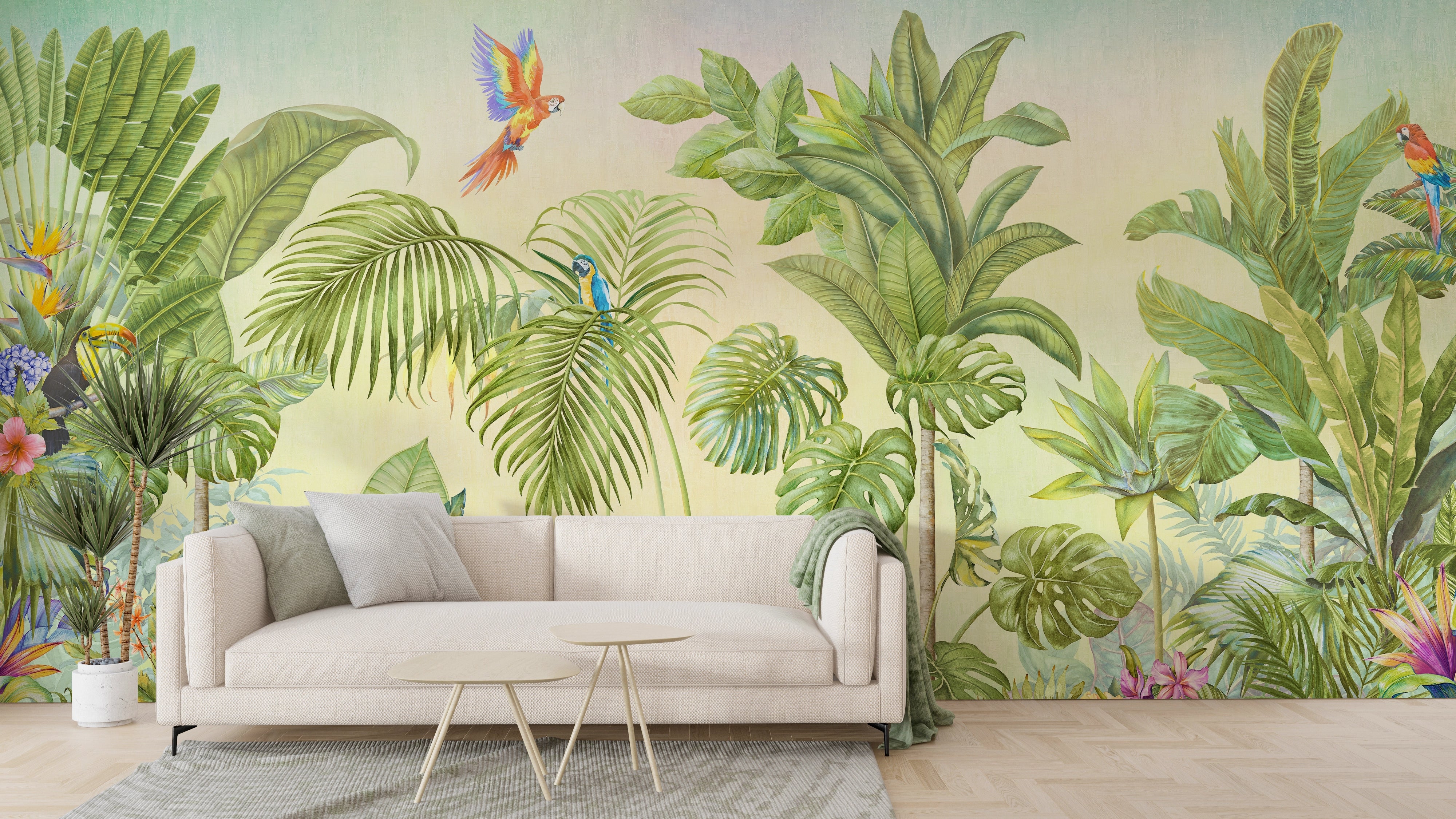 Tropical Ravinala Traveler's Tree and Exotic Foliage Wallpaper